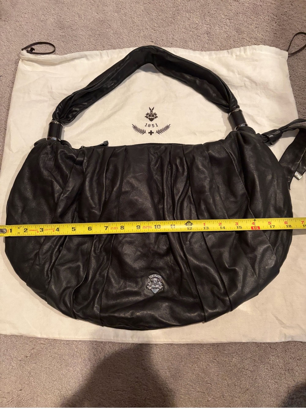 Authentic Bally Black Ruched Leather Kenna Hobo Bag- RARE - Picture 13 of 15